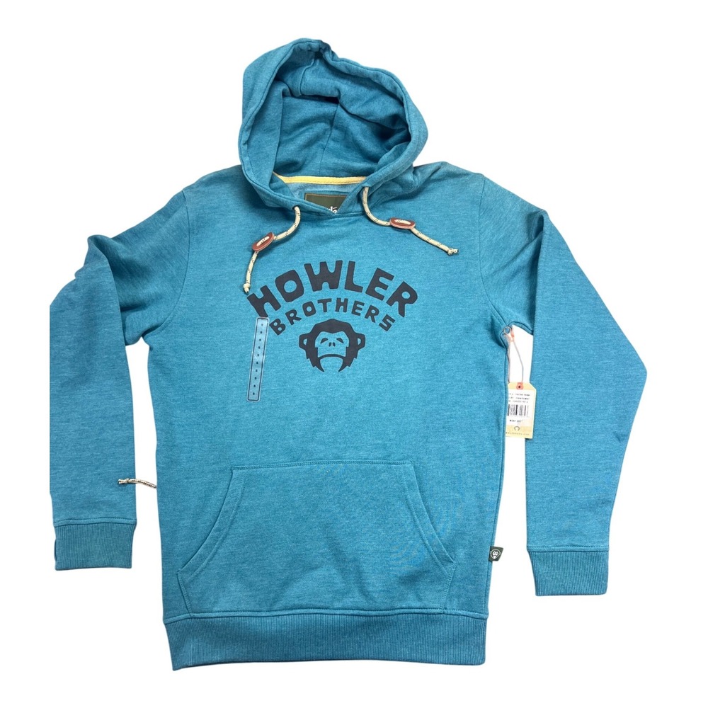 Howler Brothers Mens Petrol Heather Blue Graphic Logo‎ Pullover Hoodie Small
